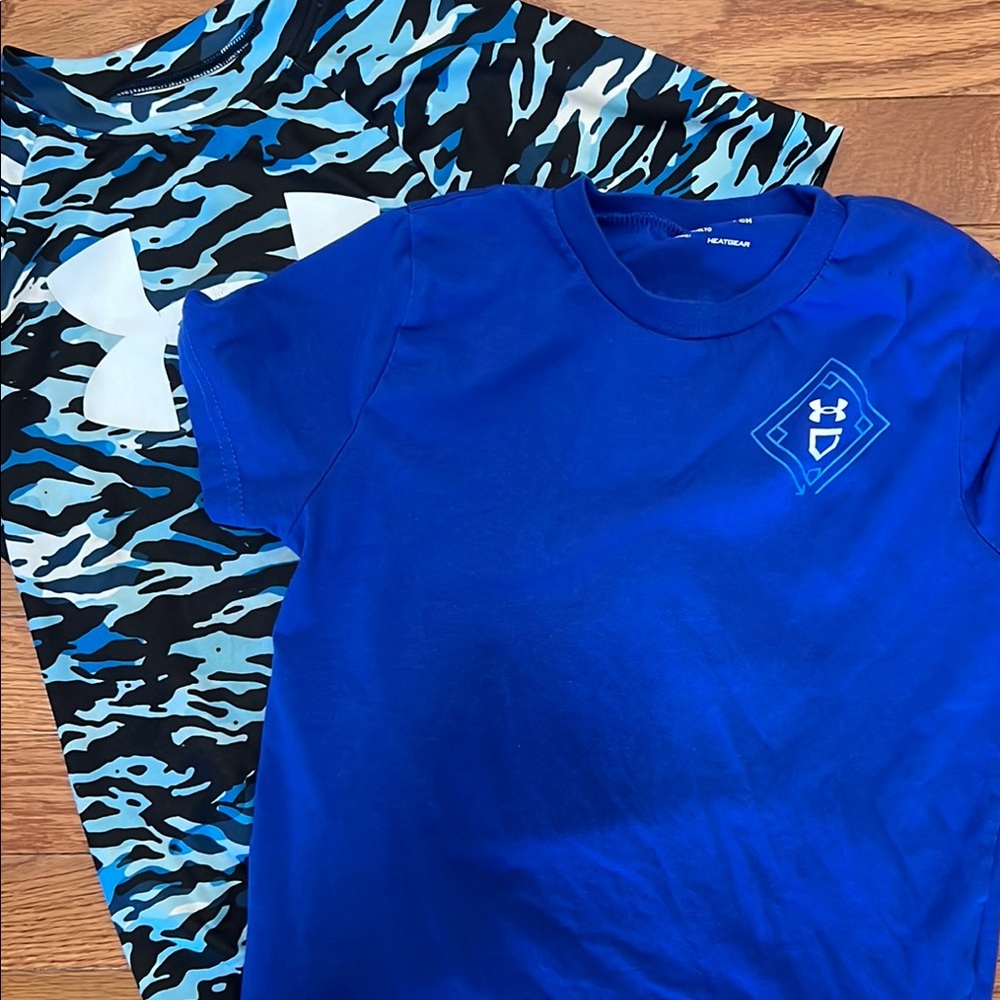 Two Under Armour Blue Short Sleeve Tees